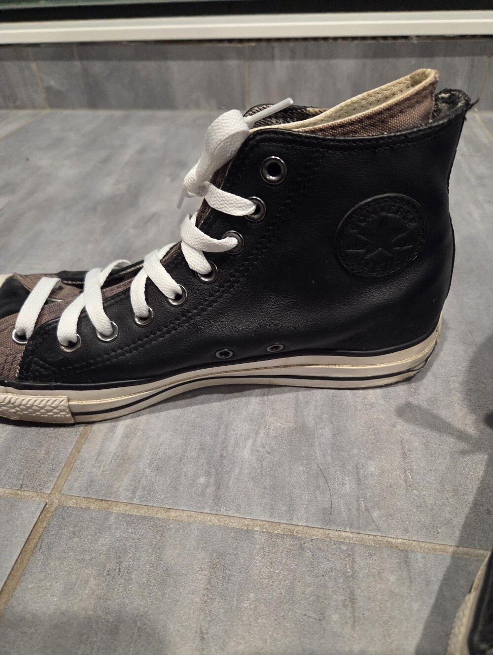 Rare Converse Chuck Taylor Layered Leather & Canvas Hi-Top Sneakers Men's 9